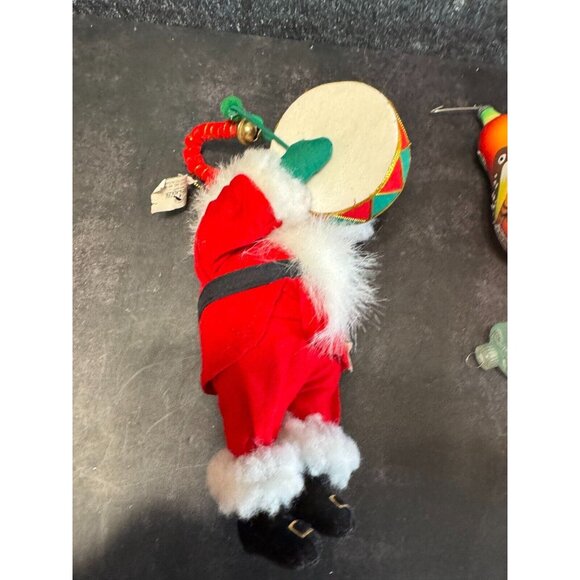 Vintage Kurt Adler Marching Band Drummer Santa Claus Stuffed Christmas Ornament - Picture 8 of 9